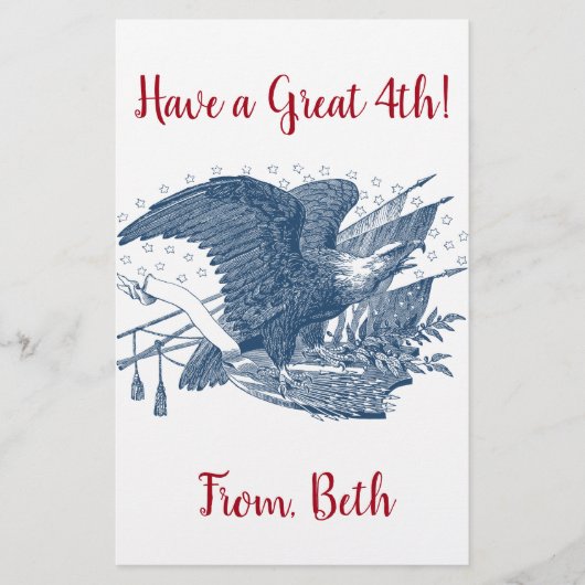 Vintage Patriotic Screening Eagle USA Flag Pfeile Briefpapier (Vorderseite)