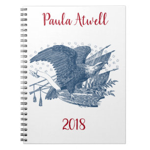 Vintage Patriotic Screening Eagle USA Flag Pfeile Notizblock