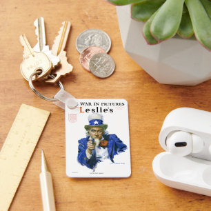 Vintage Patriotic Uncle Sam Magazine Cover Art Schlüsselanhänger