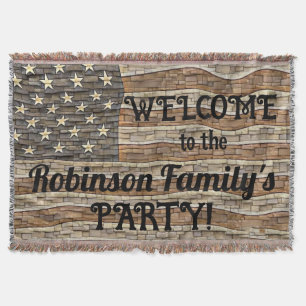 Vintage Patriotic USA Flag Stone Wall Calligraphy Decke
