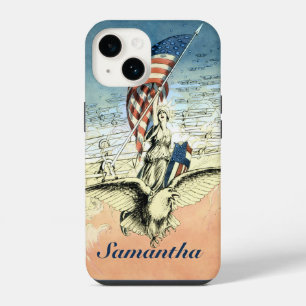 Vintage patriotisch, Dame, Adler mit amerikanische iPhone Hülle