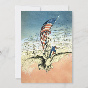 Vintage Patriotisch, Dame, Adler mit amerikanische Karte
