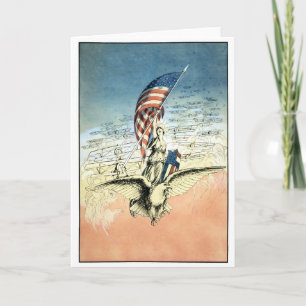 Vintage patriotisch, Dame, Adler mit amerikanische Karte