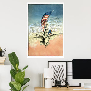 Vintage patriotisch, Dame, Adler mit amerikanische Poster