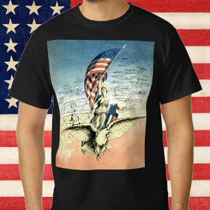 Vintage patriotisch, Dame, Adler mit amerikanische T-Shirt