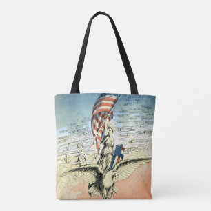 Vintage patriotisch, Dame, Adler mit amerikanische Tasche