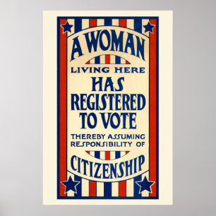 Vintage patriotisch, eine Frau ist registriert, um Poster