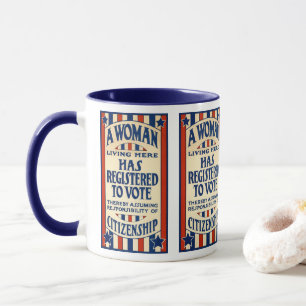 Vintage patriotisch, eine Frau ist registriert, um Tasse