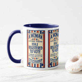 Vintage patriotisch, eine Frau ist registriert, um Tasse