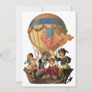 Vintage patriotisch, Heißluftballon Kinderparty Einladung