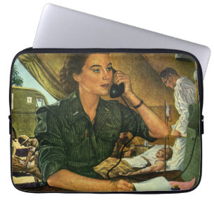 Vintage patriotisch, Krankenschwester am Telefon Laptopschutzhülle