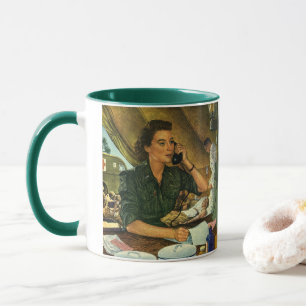 Vintage patriotisch, Krankenschwester am Telefon Tasse