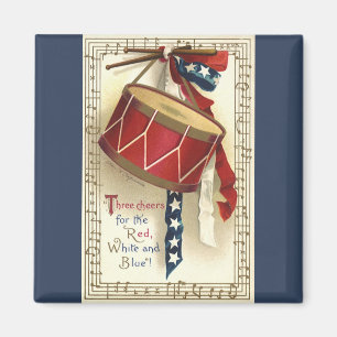 Vintage patriotisch, Trommeln mit Noten Magnet