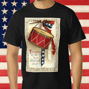 Vintage patriotisch, Trommeln mit Noten T-Shirt