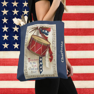 Vintage-Patriotisch, Trommeln mit Noten Tasche