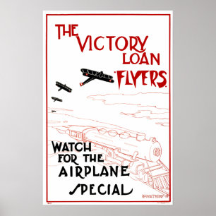 Vintage-patriotisch, Victory Loan Flyer Flugzeuge Poster