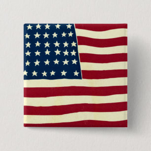 Vintage patriotische amerikanische Flagge, 4. Juli Button