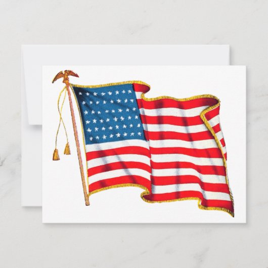 Vintage Patriotische Amerikanische Flagge, 4. Juli Einladung (Vorderseite)