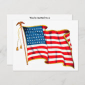 Vintage Patriotische Amerikanische Flagge, 4. Juli Einladung (Vorne/Hinten)