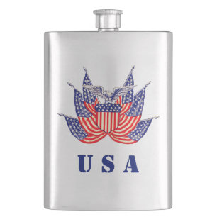 Vintage patriotische amerikanische Flagge, 4. Juli Flachmann