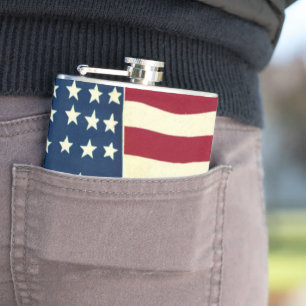 Vintage patriotische amerikanische Flagge, 4. Juli Flachmann