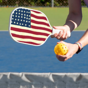 Vintage patriotische amerikanische Flagge, 4. Juli Pickleball Schläger