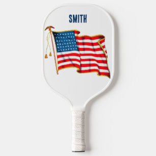 Vintage patriotische amerikanische Flagge, 4. Juli Pickleball Schläger