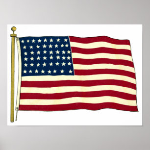 Vintage patriotische amerikanische Flagge, 4. Juli Poster