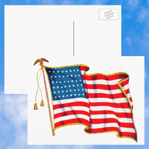Vintage patriotische amerikanische Flagge, 4. Juli Postkarte