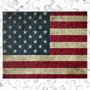 Vintage patriotische amerikanische Flagge, 4. Juli Puzzle