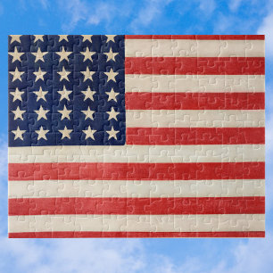 Vintage patriotische amerikanische Flagge, 4. Juli Puzzle