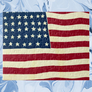 Vintage patriotische amerikanische Flagge, 4. Juli Puzzle