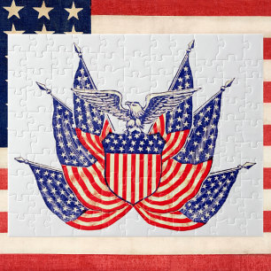 Vintage patriotische amerikanische Flagge, 4. Juli Puzzle