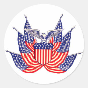 Vintage patriotische amerikanische Flagge, 4. Juli Runder Aufkleber