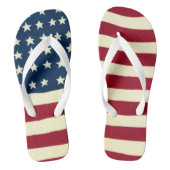 Vintage Patriotische Amerikanische Flagge, Amerika Badesandalen (Fußbett)