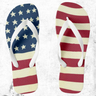 Vintage Patriotische Amerikanische Flagge, Amerika Badesandalen
