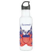 Vintage Patriotische Amerikanische Flagge, Amerika Edelstahlflasche (Vorderseite)