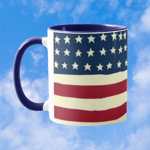 Vintage Patriotische Amerikanische Flagge, Amerika Kaffeetasse