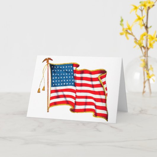 Vintage Patriotische Amerikanische Flagge, Amerika Karte (Gelbe Blume)