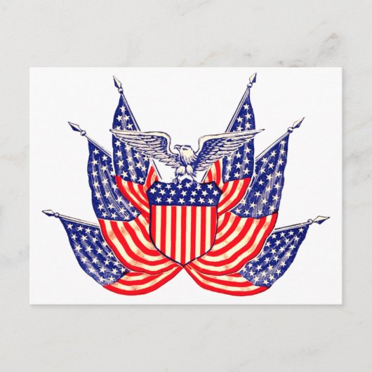 Vintage Patriotische Amerikanische Flagge, Amerika Postkarte (Vorderseite)