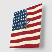 Vintage Patriotische Amerikanische Flagge, Amerika Quadratische Wanduhr (Winkel)