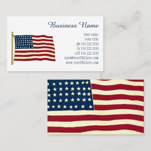 Vintage Patriotische Amerikanische Flagge, Amerika Visitenkarte (Vorne/Hinten)