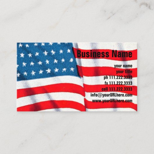 Vintage Patriotische Amerikanische Flagge, Amerika Visitenkarte (Vorderseite)