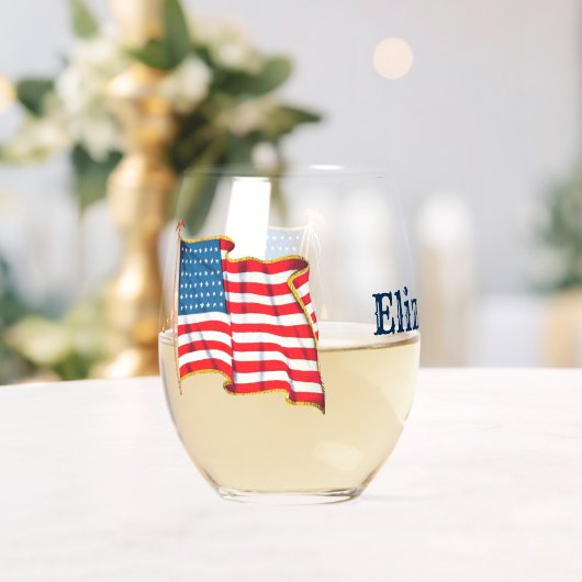 Vintage Patriotische Amerikanische Flagge, Amerika Weinglas Ohne Stiel (Insitu (Hochzeit))