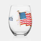 Vintage Patriotische Amerikanische Flagge, Amerika Weinglas Ohne Stiel (Rückseite)