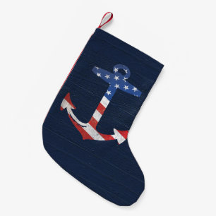 Vintage patriotische amerikanische Flagge Anker na Kleiner Weihnachtsstrumpf