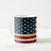 Vintage patriotische amerikanische Flagge Kaffeetasse (Vorderseite Links)
