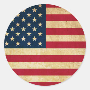 Vintage patriotische amerikanische Flagge Runder Aufkleber