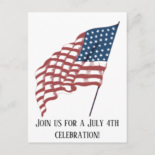 Vintage patriotische amerikanische Flagge weht im  Postkarte