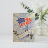 Vintage Patriotische Amerikanische Flagge Weihnach Feiertagspostkarte (Stehend Vorderseite)